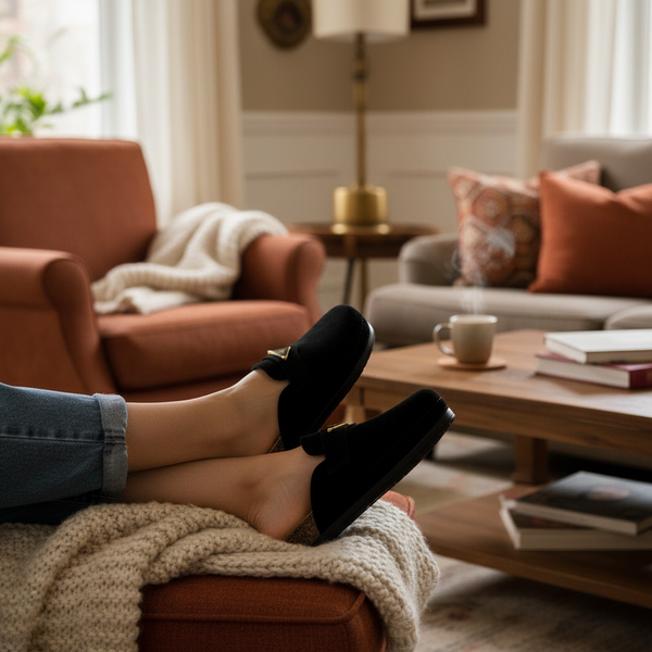 Sabot en daim fourré pour femmes - noir - Anaëlle
