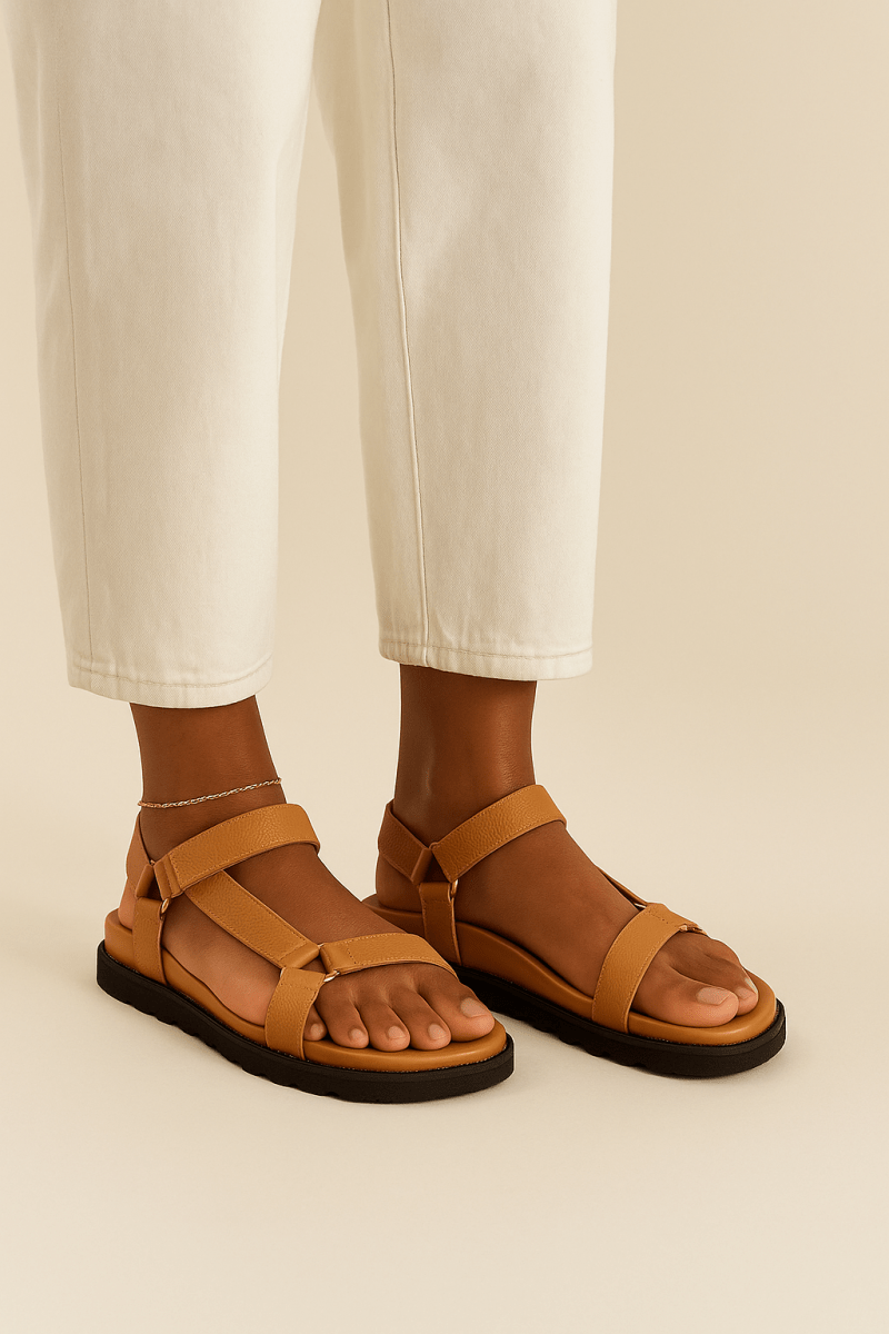 Sandales en cuir pour femme – Camel – Amara - Lea & Paul Maroc