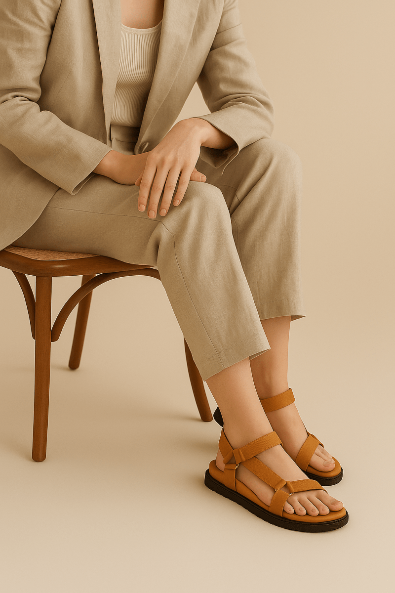 Sandales en cuir pour femme – Camel – Amara - Lea & Paul Maroc