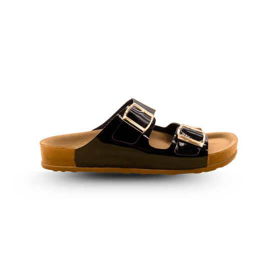 Sandales en cuir pour femme – Noir vernis – Marielle - Lea & Paul Maroc