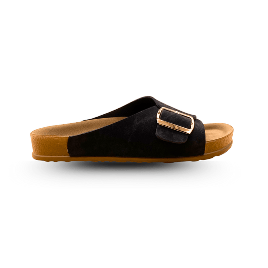 Sandales en daim pour femme – Noir – Angeline - Lea & Paul Maroc