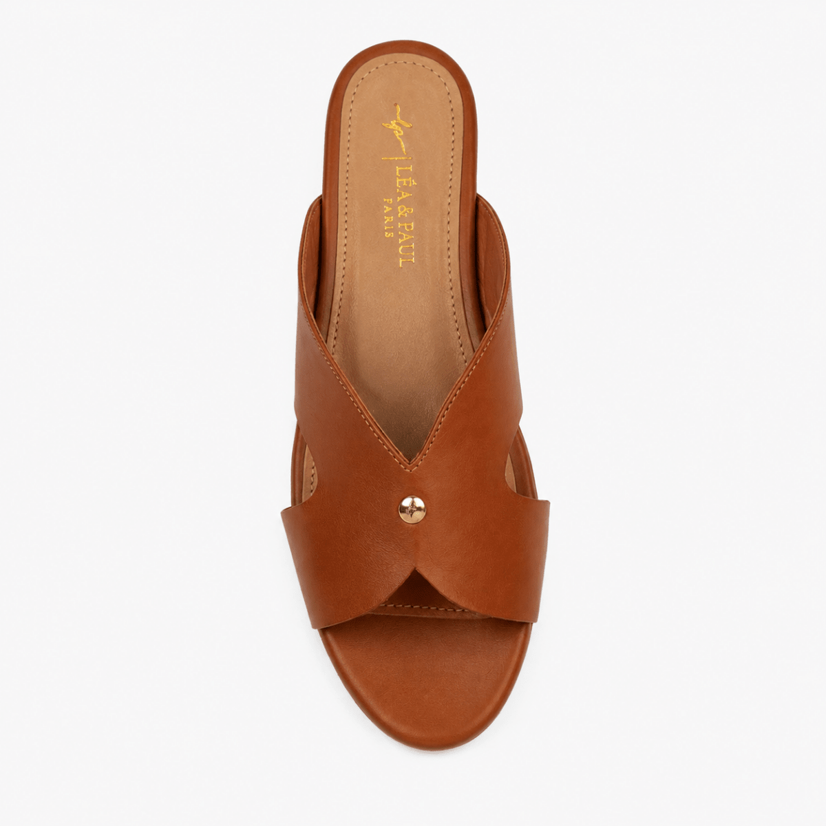 Sandales plates en cuir pour femme – Tabac – Vera - Lea & Paul Maroc